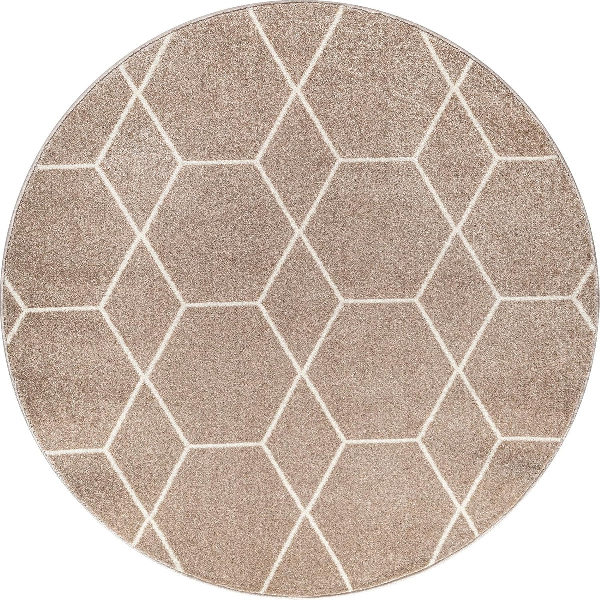 Sanat Trellis – Kurzflor-Teppich Rund Beige