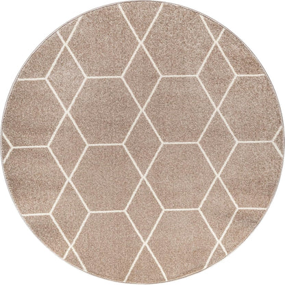 Sanat Trellis – Kurzflor-Teppich Rund Beige