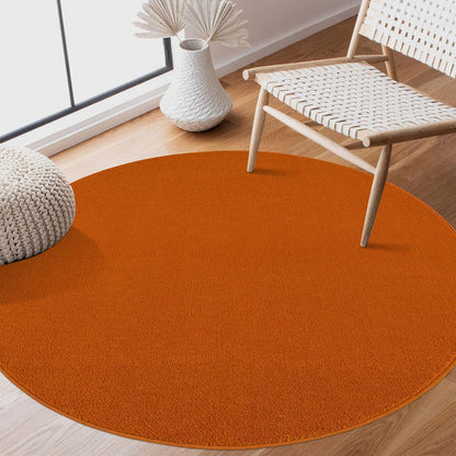 Uni | Orange | Kurzflorteppich | rund