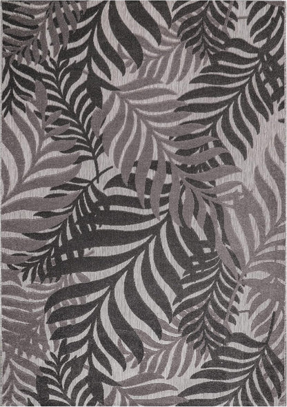 Floral Outdoor Teppich, Gray – Wetterfest, Wasserabweisend & Pflegeleicht | Balkon, Terrasse & Garten
