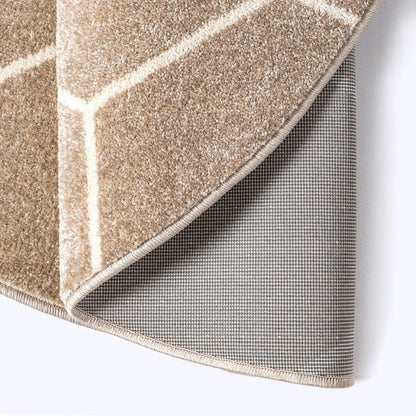 Sanat Trellis – Kurzflor-Teppich Rund Beige
