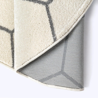 Sanat Trellis – Kurzflor-Teppich Rund Creme