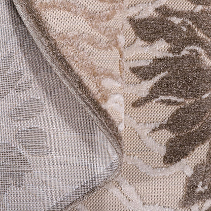 Floral Outdoor Teppich Rund, Creme– Wetterfest, Wasserabweisend & Pflegeleicht | Für Balkon, Terrasse & Garten