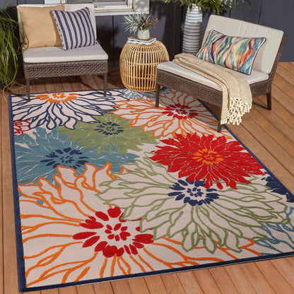 Floral Outdoor Teppich, Multi – Wetterfest, Wasserabweisend & Pflegeleicht | Balkon, Terrasse & Garten (Kopie)