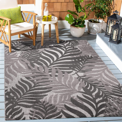 Floral Outdoor Teppich, Gray – Wetterfest, Wasserabweisend & Pflegeleicht | Balkon, Terrasse & Garten