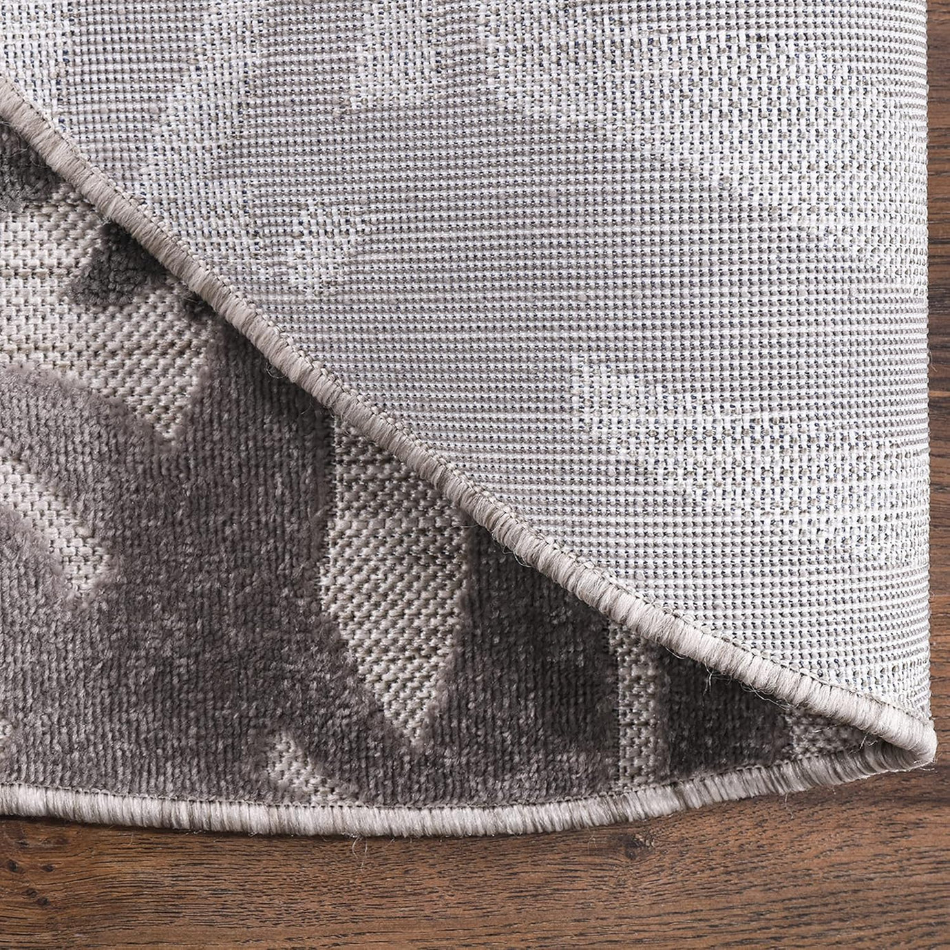 Floral Outdoor Teppich Rund, Gray – Wetterfest, Wasserabweisend & Pflegeleicht | Balkon, Terrasse & Garten