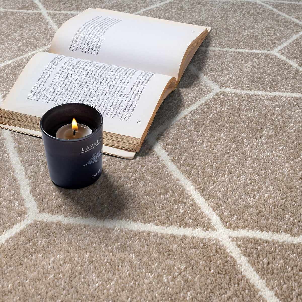 Sanat Trellis – Kurzflor-Teppich Rund Beige