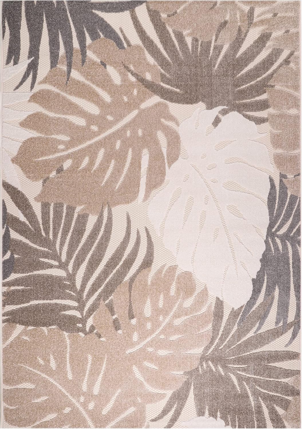 Floral Outdoor Teppich, Beige – Wetterfest, Wasserabweisend & Pflegeleicht | Balkon, Terrasse & Garten