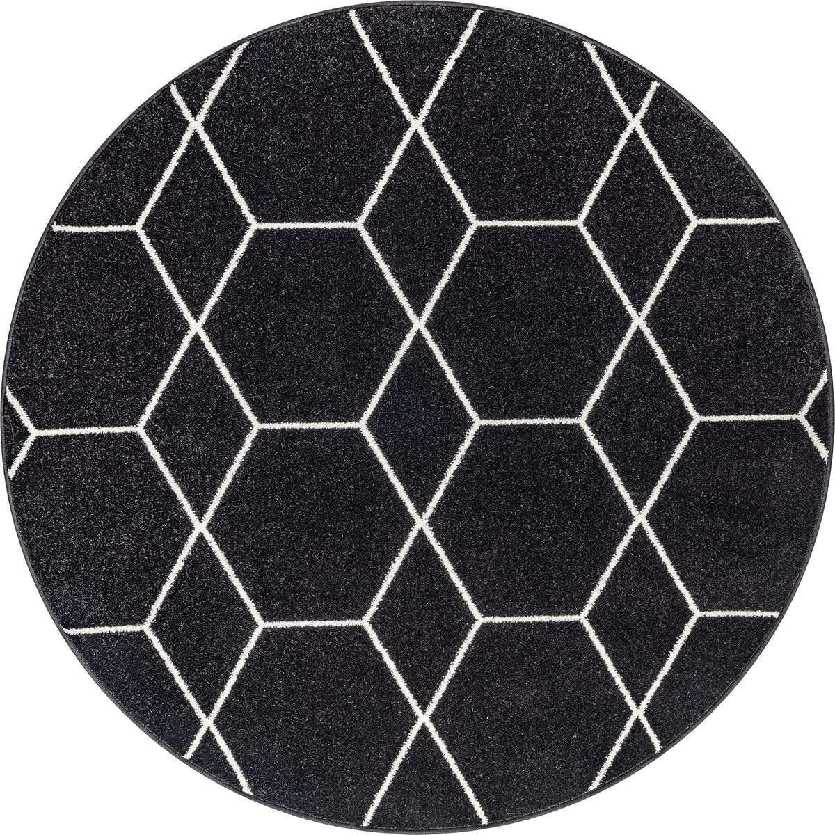 Sanat Trellis – Kurzflor-Teppich Rund Schwarz