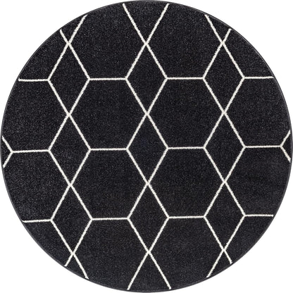 Sanat Trellis – Kurzflor-Teppich Rund Schwarz