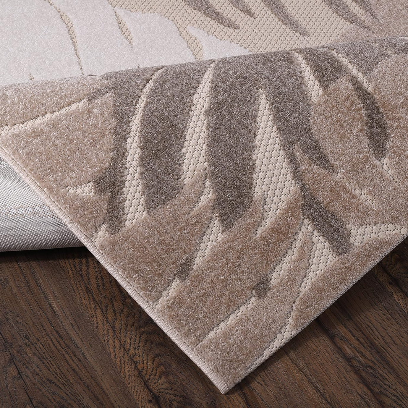 Floral Outdoor Teppich, Beige – Wetterfest, Wasserabweisend & Pflegeleicht | Balkon, Terrasse & Garten