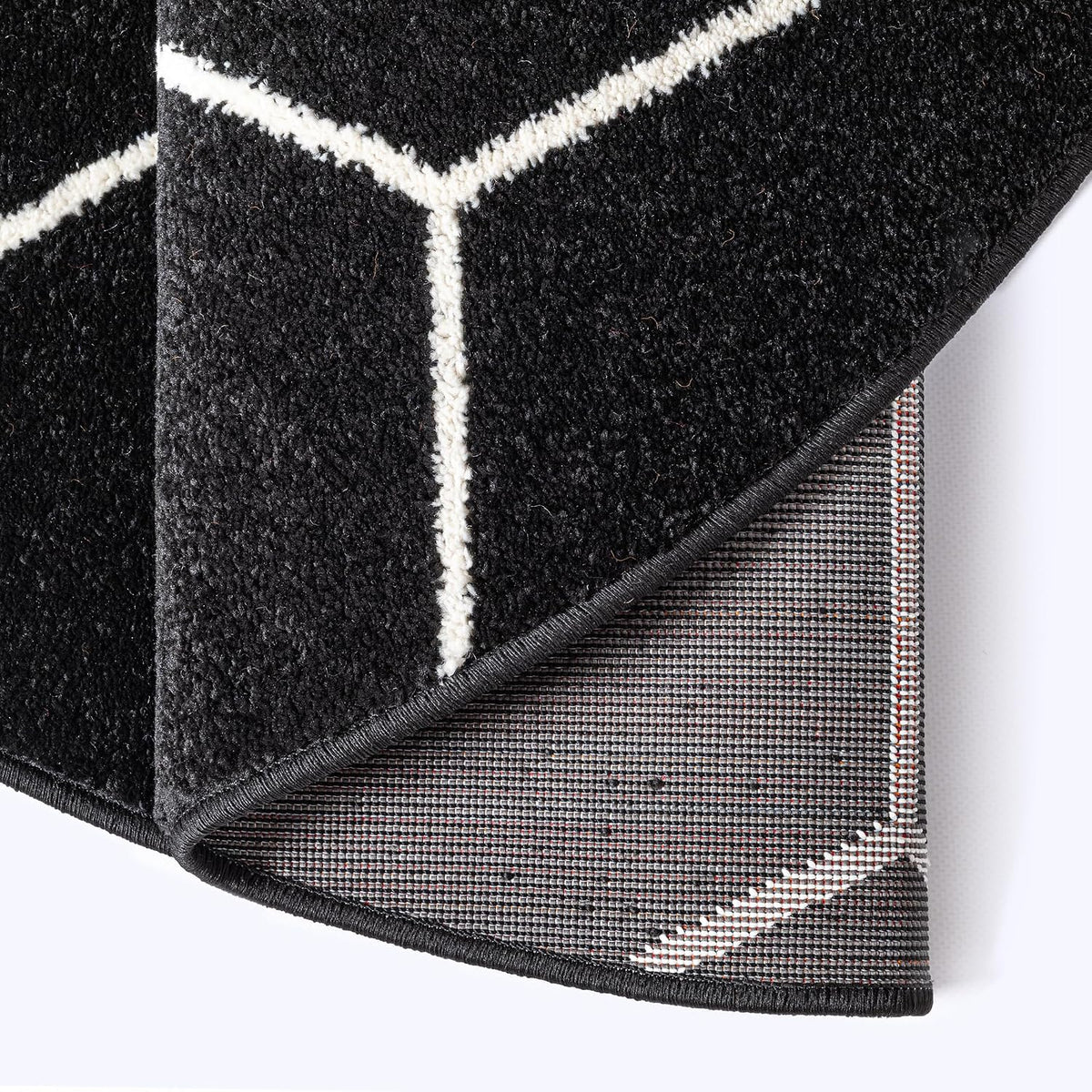 Sanat Trellis – Kurzflor-Teppich Rund Schwarz