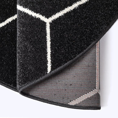 Sanat Trellis – Kurzflor-Teppich Rund Schwarz