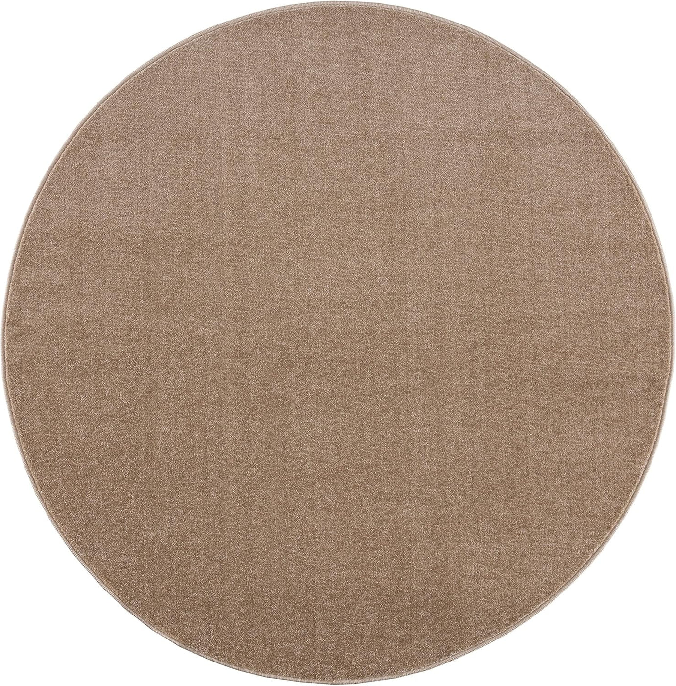 Kurzflor Teppich Uni 9507 Beige – Rund