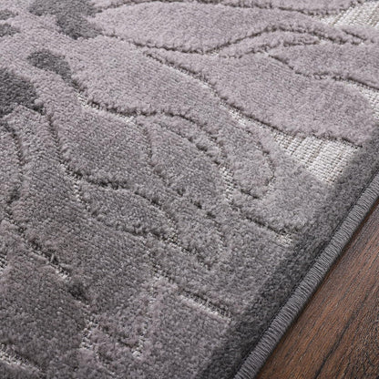 Floral Outdoor Teppich, Gray – Wetterfest, Wasserabweisend & Pflegeleicht | Balkon, Terrasse & Garten