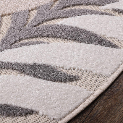Floral Outdoor Teppich Rund, Creme– Wetterfest, Wasserabweisend & Pflegeleicht | Für Balkon, Terrasse & Garten