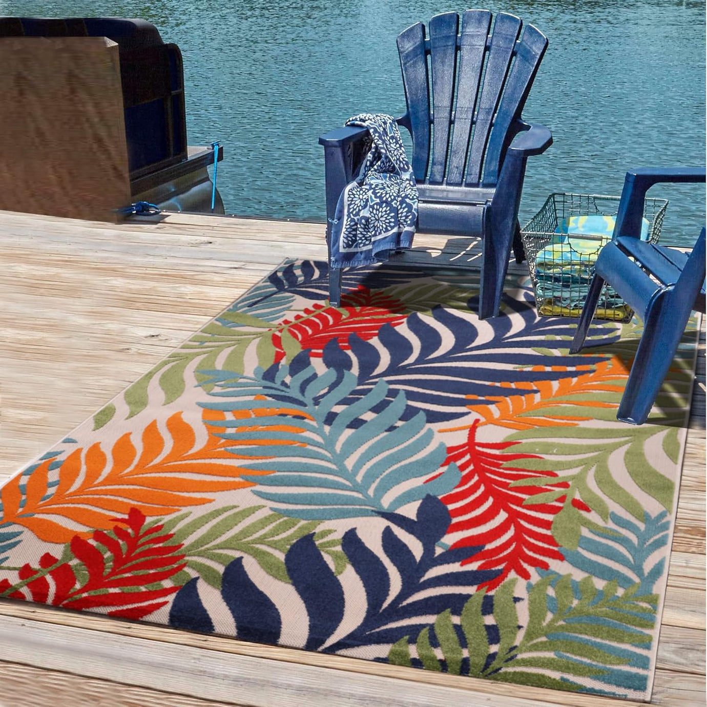 Floral Outdoor Teppich, Multi – Wetterfest, Wasserabweisend & Pflegeleicht | Balkon, Terrasse & Garten