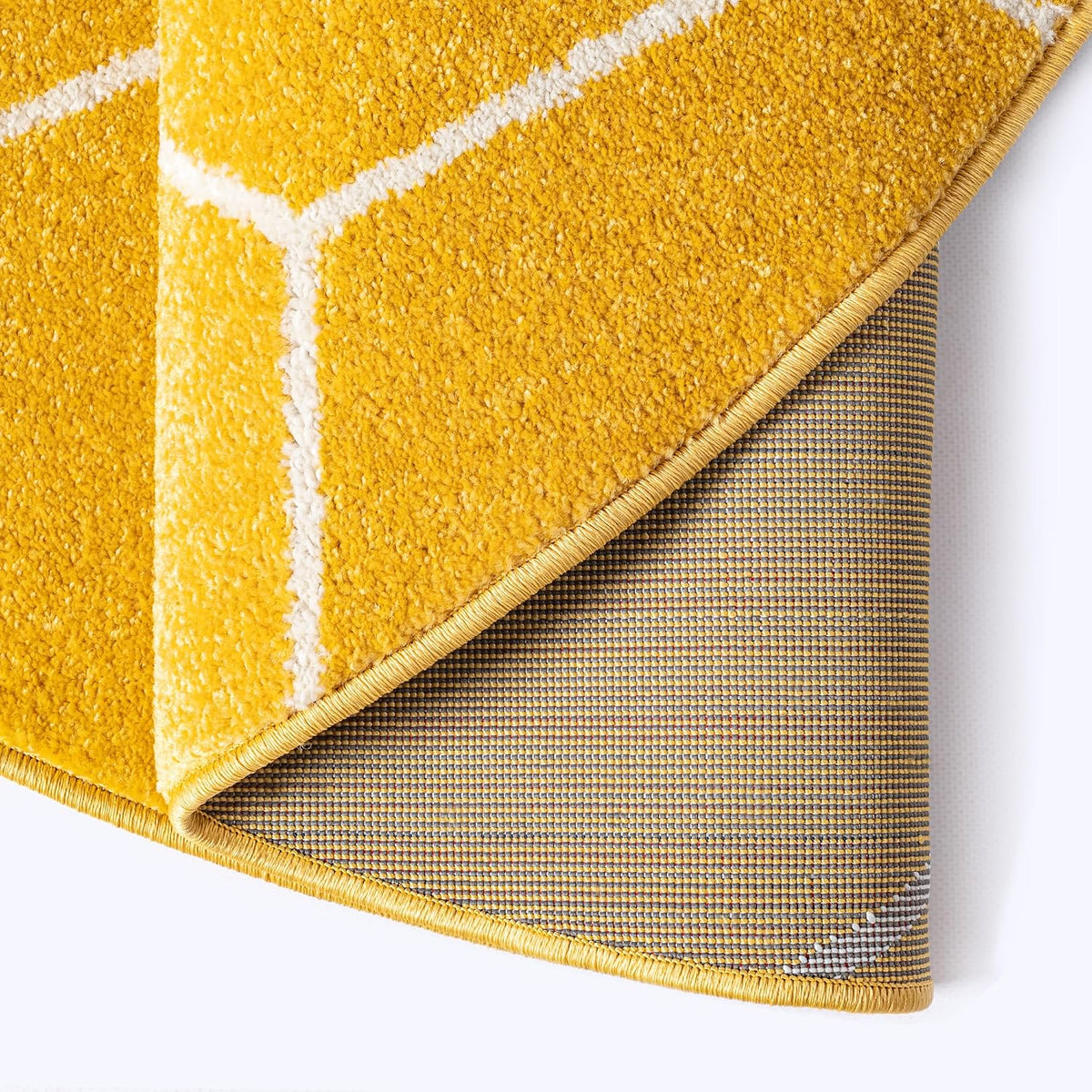 Sanat Trellis – Kurzflor-Teppich Rund Gelb