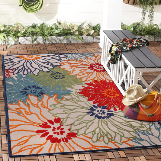 Floral Outdoor Teppich, Multi – Wetterfest, Wasserabweisend & Pflegeleicht | Balkon, Terrasse & Garten (Kopie)