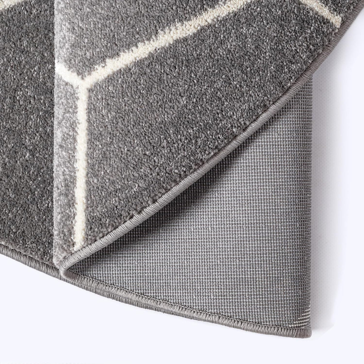 Sanat Trellis – Kurzflor-Teppich Rund Grau