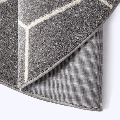 Sanat Trellis – Kurzflor-Teppich Rund Grau