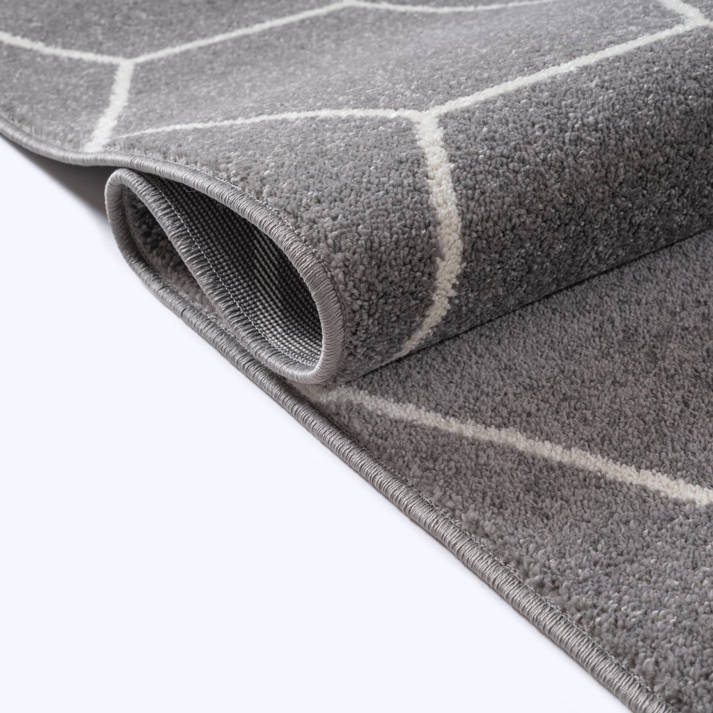 Sanat Trellis Geometrischer Kurzflor-Teppich, Gray