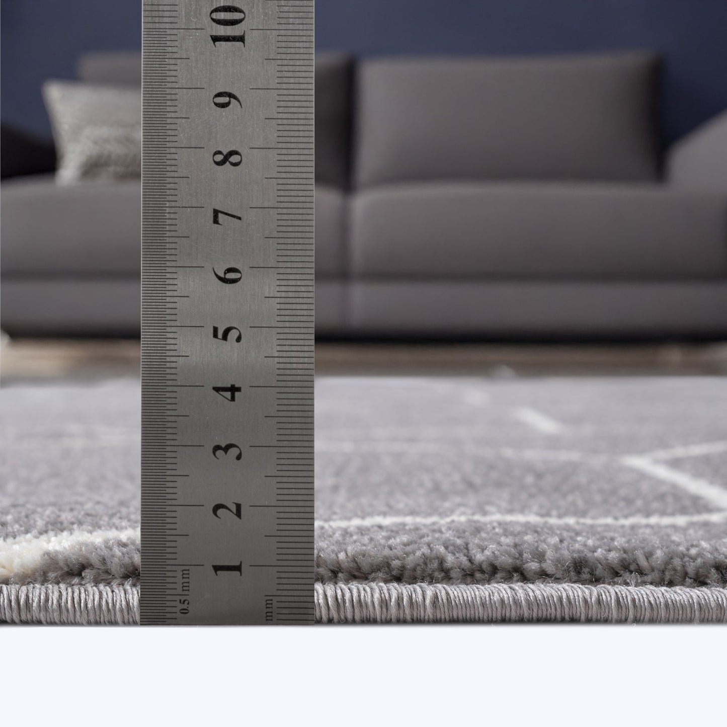 Sanat Trellis Geometrischer Kurzflor-Teppich, Gray