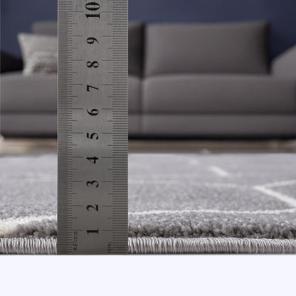 Sanat Trellis Geometrischer Kurzflor-Teppich, Gray
