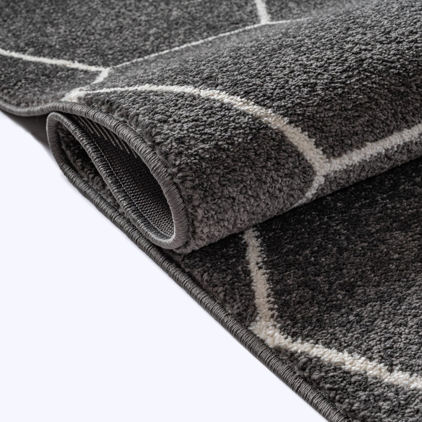 Sanat Trellis Geometrischer Kurzflor-Teppich, Dark Gray