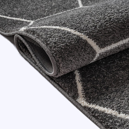 Sanat Trellis Geometrischer Kurzflor-Teppich, Dark Gray