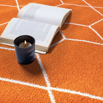 Sanat Trellis Geometrischer Kurzflor-Teppich, orange