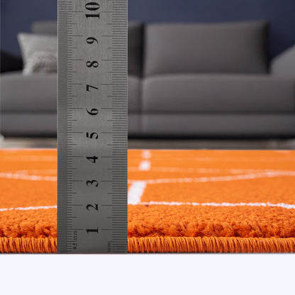Sanat Trellis Geometrischer Kurzflor-Teppich, orange