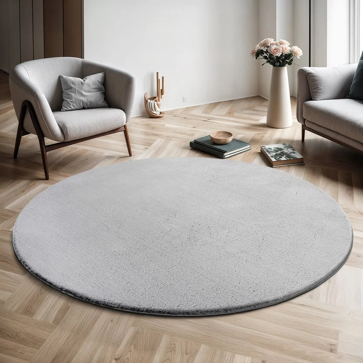 Teppich Hochflor Loft 37 95-Grey-Round