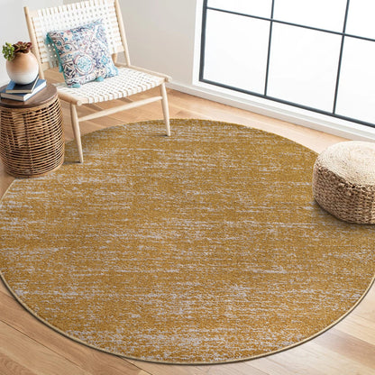 Runder Teppich Oslo 9605 Gold | Moderner Kurzflor