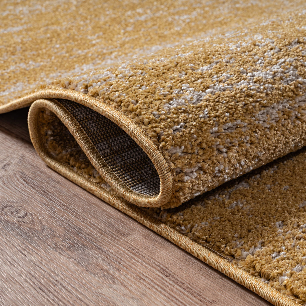 Runder Teppich Oslo 9605 Gold | Moderner Kurzflor