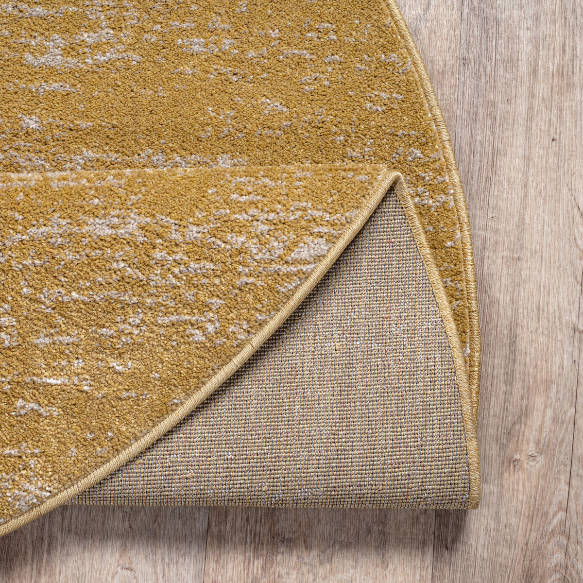 Runder Teppich Oslo 9605 Gold | Moderner Kurzflor