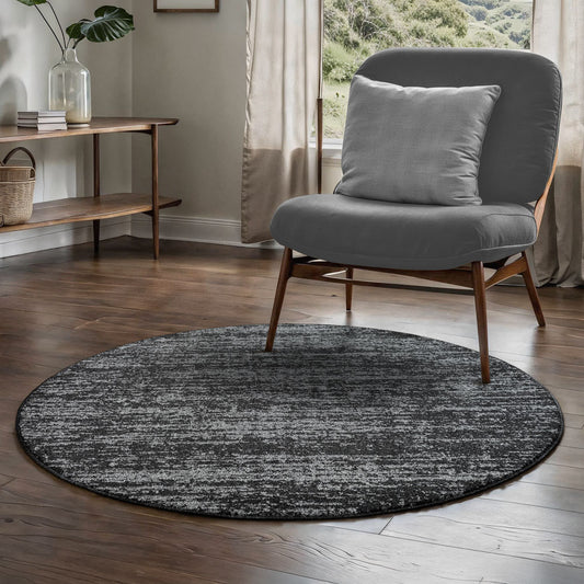 Runder Teppich Oslo 9602 Black | Moderner Kurzflor