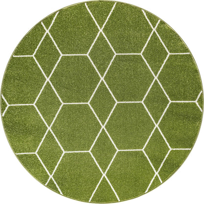Sanat Trellis – Kurzflor-Teppich Rund Grün