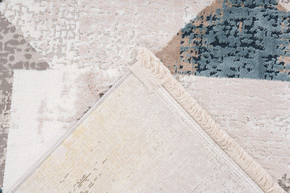 Kurzflorteppich Akropolis 225 Grau / Blau – Vintage Teppich mit Fransen