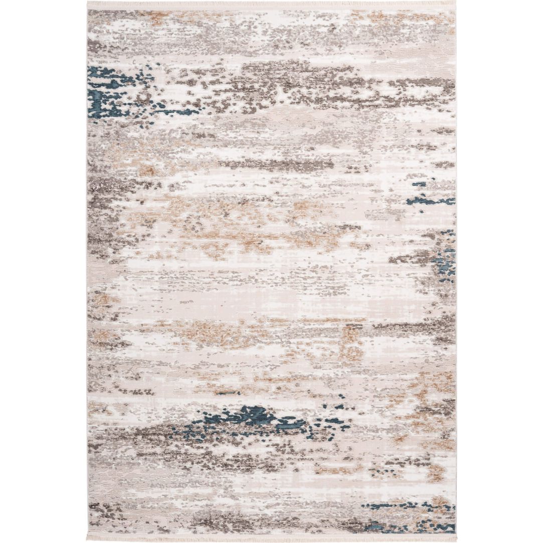 Kurzflorteppich Akropolis 325 Grau / Blau – Vintage Teppich mit Fransen