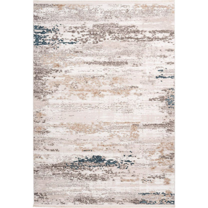 Kurzflorteppich Akropolis 325 Grau / Blau – Vintage Teppich mit Fransen