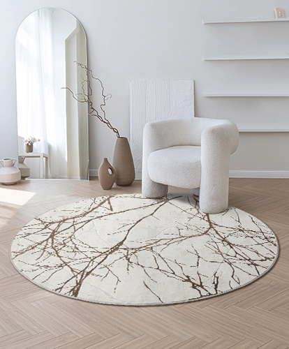 Creation | Creme | Kurzflorteppich | rund