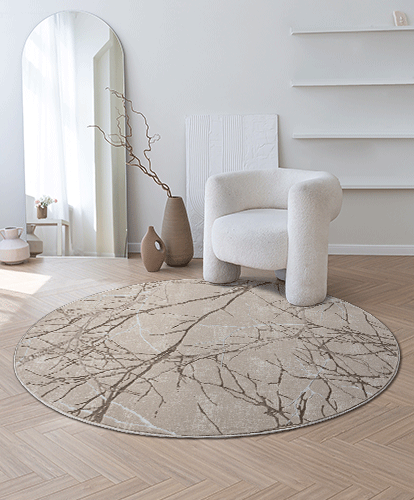 Creation | Beige | Kurzflorteppich | rund
