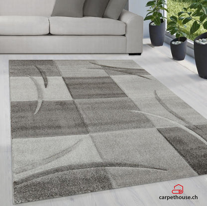 Designer Teppich Diamond Karo Grau