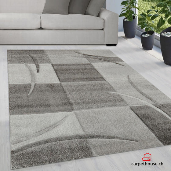 Designer Teppich Diamond Karo Grau