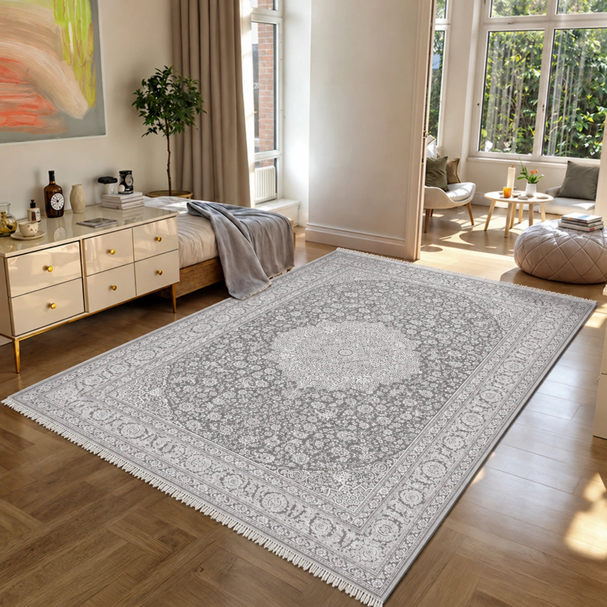 Fabia – Hochwertiger Design-Teppich mit Fransen 71291 98-Grey