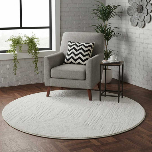 Kurzflor Teppich Flair 171 Creme - Rund