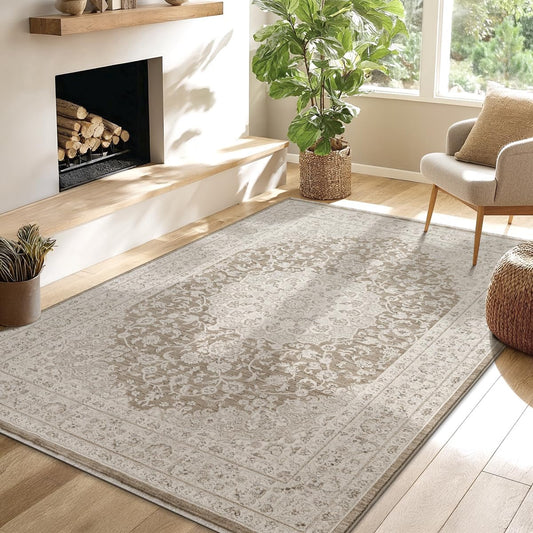 Moderner Flowline Kurzflor-Teppich in Braun