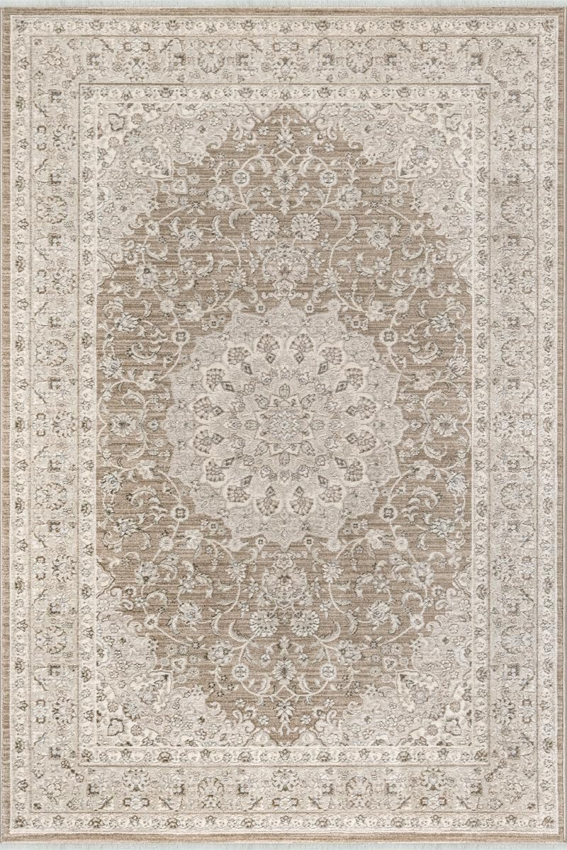 Moderner Flowline Kurzflor-Teppich in Braun