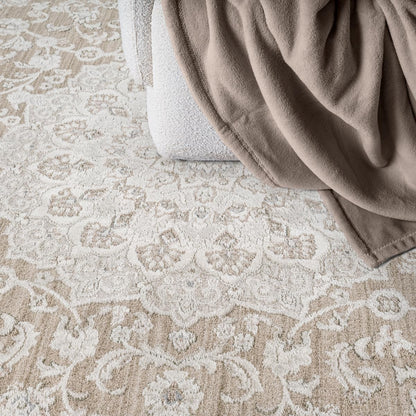 Moderner Flowline Kurzflor-Teppich in Braun